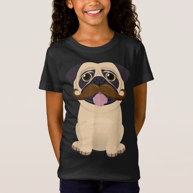 Den fina julen Julafton Pug Hund Mustache Kids Cos T Shirt (Framsida)