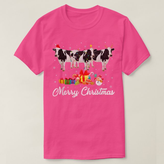 Den fina julen Ljus Julafton Pajama Dairy Cow Anim T Shirt (Design framsida)