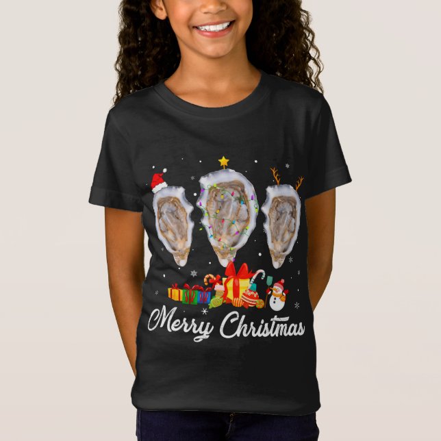 Den fina julen Ljus Julafton Pajama Oyster Animals T Shirt (Framsida)