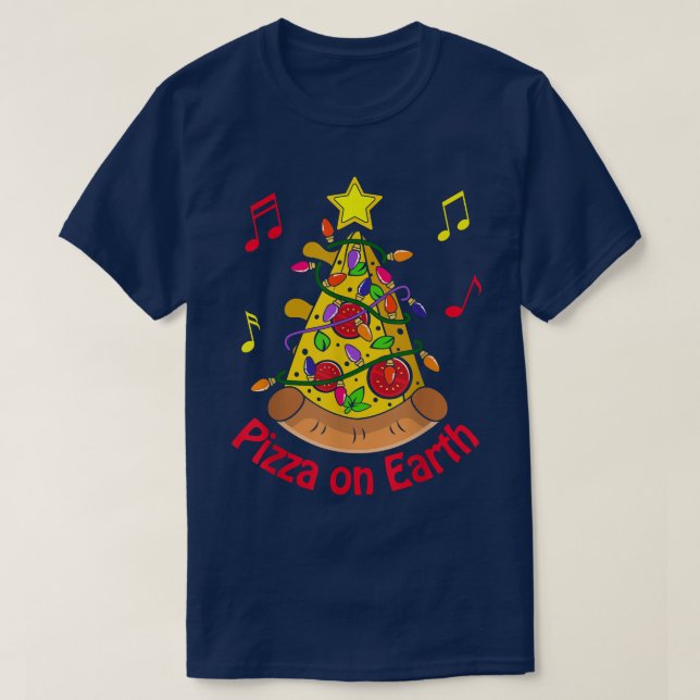 Den fina julen Pizza Pun Peace on Earth Helgdag T Shirt (Design framsida)