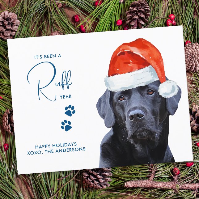 Den fina juljulklappen Pawsitive Santa Hund Ruff Å Julkort (Skapare uppladdad)