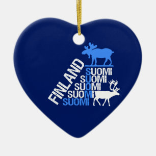 Den Finland älg- & renprydnaden - skräddarsy Julgransprydnad Keramik