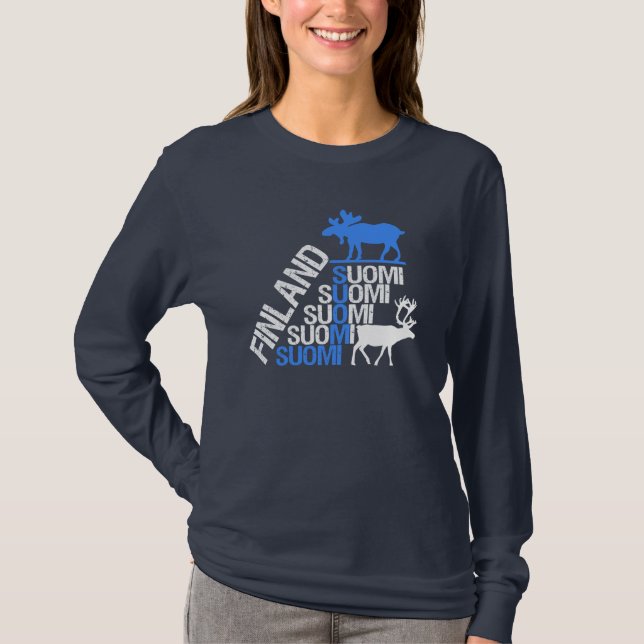 Den Finland älg- & renskjortan - välj stil Tee Shirt (Framsida)