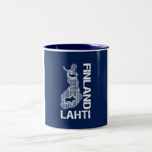 Den FINLAND KARTAmuggen - Lahti - välj stil, färg Två-Tonad Mugg
