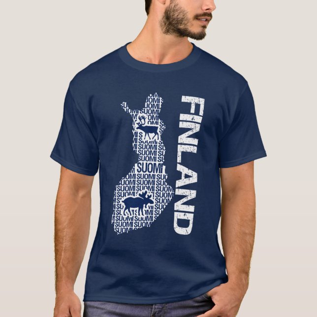 Den FINLAND KARTAskjortan - välj stil & färga T-shirt (Framsida)