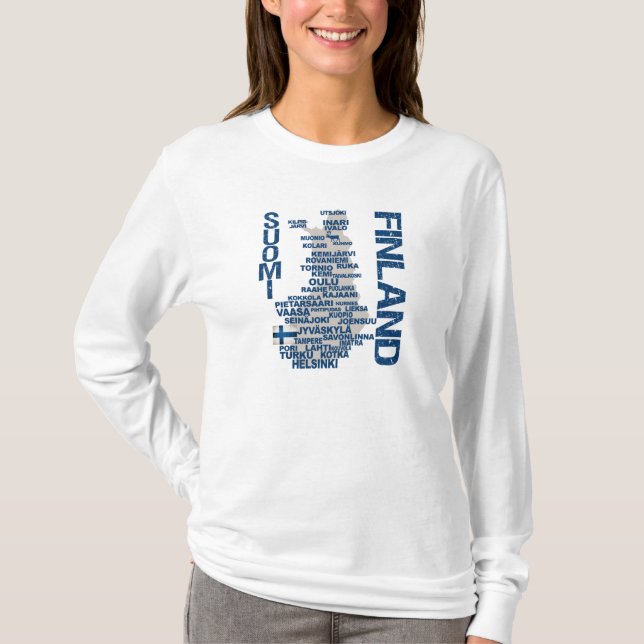 Den FINLAND KARTAskjortan - välj stil & färga Tee (Framsida)