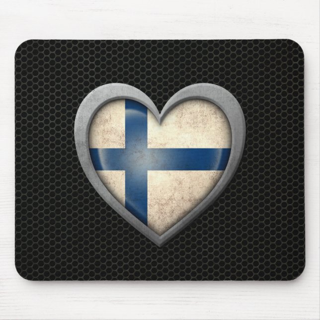 Den finlandssvenska hjärtaflagga stålsätter musmatta (Framsidan)