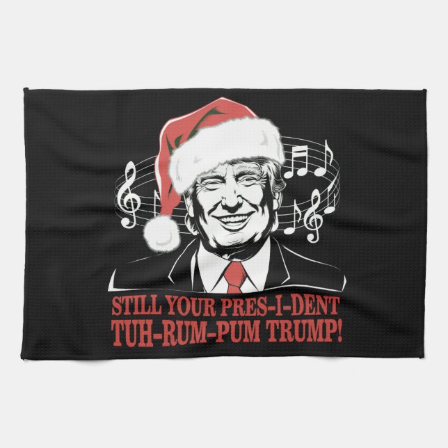 Den finne julpresidenten Trump Pajamas Ugly Julaft Kökshandduk (Horisontell)