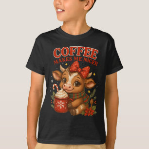 Den finne kaffen gör mig Nicer Cow-Helgdag T Shirt