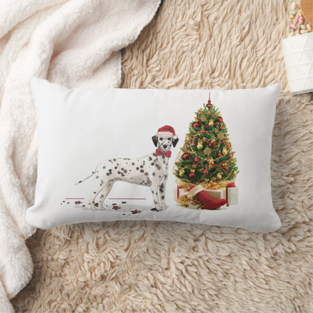 Den finniga jul Dalmatien Hund och Träd Lumbarkudde (Filt)