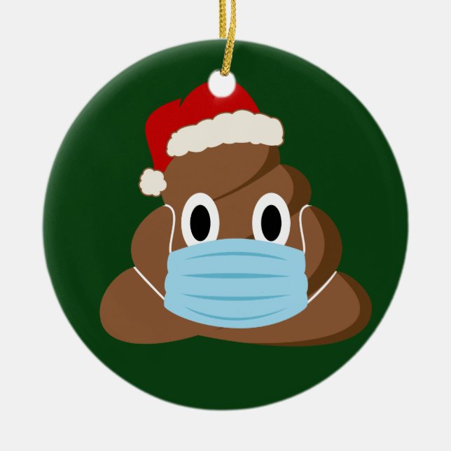 Den finniga julen 2020Poop Emoji Bära a Mask Julgransprydnad Keramik (Framsidan)