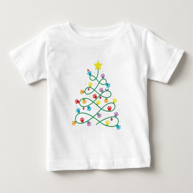Den finniga julen Tass Träd Puppy Tassar GIft T Shirt (Framsida)