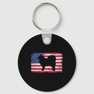 Den finska Hund Lapphund 4 juli Patriotic America Nyckelring