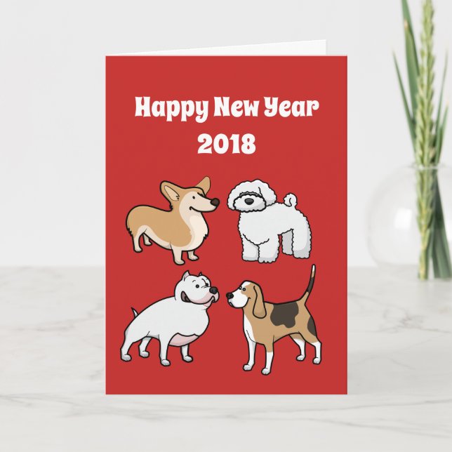 Den finstilta Cute Gott nytt år under Hund 2018 Helgkort (Framsida)