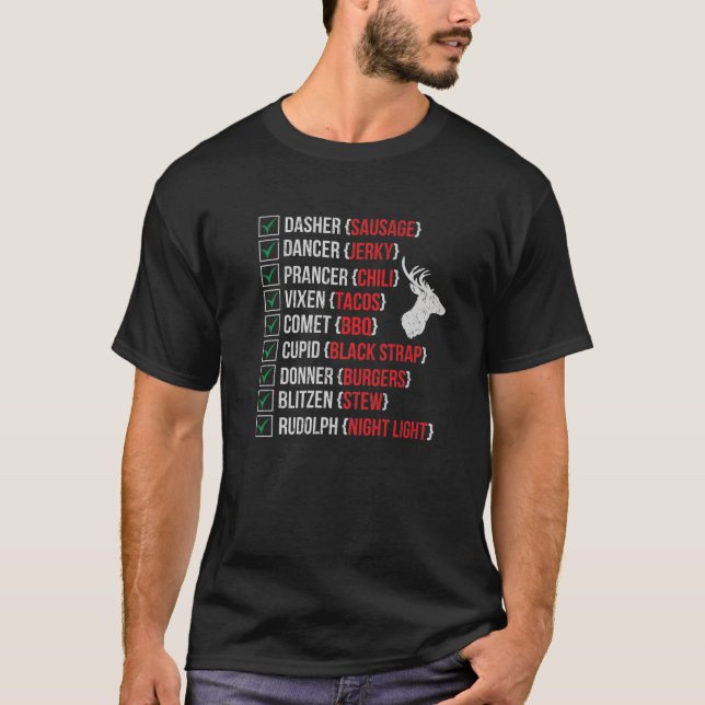Den finstilta Hjorten Hunters Santa's Reindeer Köt T Shirt (Framsida)