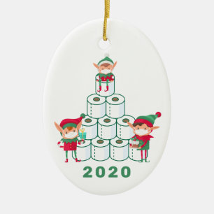 Den finstilta julen 2020 Elf Toalett Pappert pry Julgransprydnad Keramik