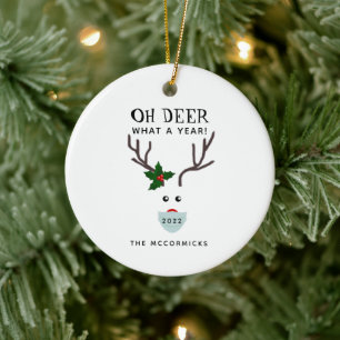 Den finstilta julen 2022 Ansikte-masken Reindeer N Julgransprydnad Keramik