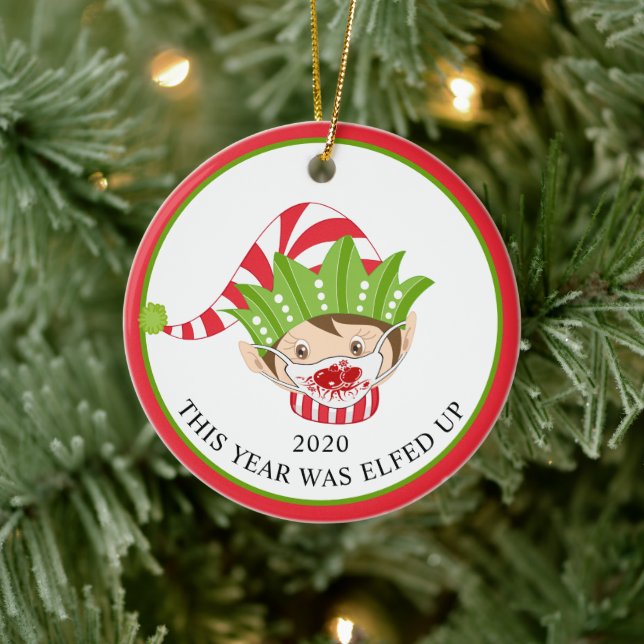 Den finstilta julmässan Ansikte Elf 2020 Julgransprydnad Keramik (Träd)