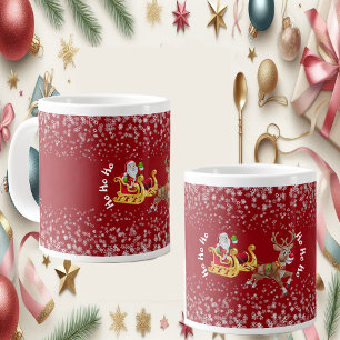 Den finstiltomten Reindeer Sleigh Ho-Ho-Ho Red Jumbo Mugg