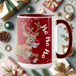 Den finstiltomten Reindeer Sleigh Ho-Ho-Ho Red Mugg