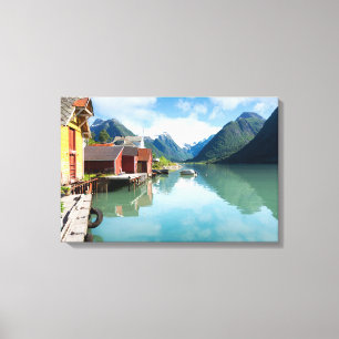 Den Fjaerlandsfjord fjorden landskap i norge Canvastryck