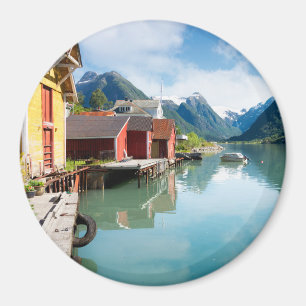 Den Fjaerlandsfjord fjorden landskap i norge Magnet