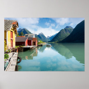 Den Fjaerlandsfjord fjorden landskap i norge Poster