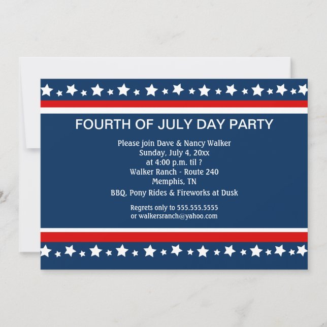 DEN FJÄRDE 4 juli Party Anpassningsbar 5x7 inbjuda Inbjudningar (Framsida)