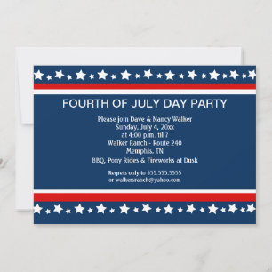 DEN FJÄRDE 4 juli Party Anpassningsbar 5x7 inbjuda Inbjudningar