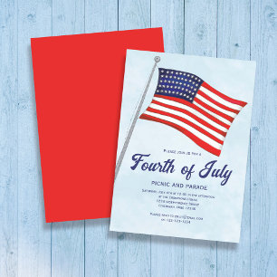 Den fjärde juli amerikanska Flagga Anpassningsbar Inbjudningar