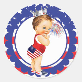 Den fjärde juli, babybocksetiketten Vintage Baby Runt Klistermärke