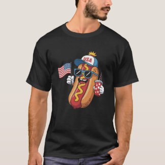 Den fjärde juli Hotdog Patriotic USA flagga 4:e ju T Shirt