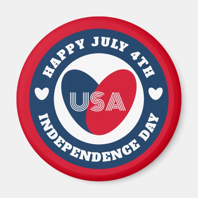 Den fjärde juli Kärlek: USA:s Rött vitt blått patr Magnet (Framsidan)