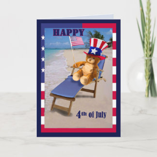 Den fjärde juli-kortet Patriotic Nalle Kort