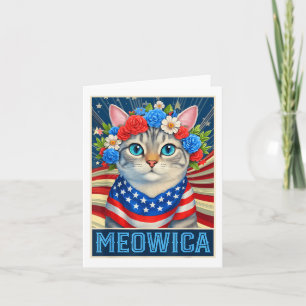 Den fjärde juli Meowica Kattunge American Flagga Kort