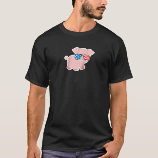 Den fjärde juli Piggy Gris Funny American Flagga U T Shirt