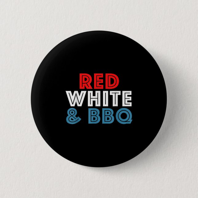 Den fjärde juli: Retro USA Red White Bbq Knapp (Framsida)