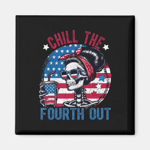 Den fjärde roliga skelettet 4 juli patriotiskt magnet