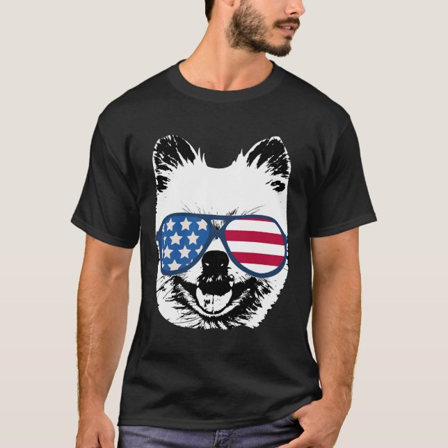 Den fjortonde pommanska Hund i juli USA flagga T Shirt (Framsida)