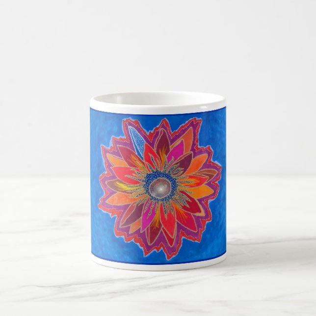 Den flammande lotusblommamuggen kaffemugg (Center)