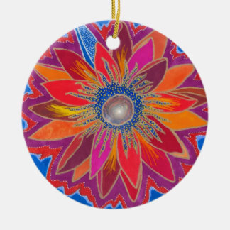 Den flammande lotusblommaprydnaden julgransprydnad keramik