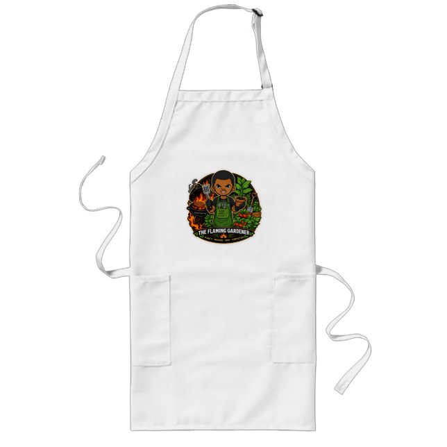 Den flammande trädgårdsmästarsommarapron långt förkläde (Framsidan)