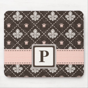 Den Fleur De Lis Monogram musen vadderar det rosa Musmatta