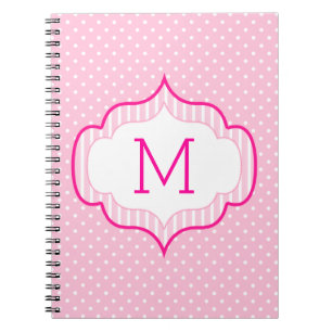 Den flickaktigt rosa beställnings- Monogrampolkae Anteckningsbok