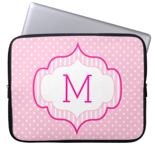 Den flickaktigt rosa beställnings- Monogrampolkae Laptop Sleeve