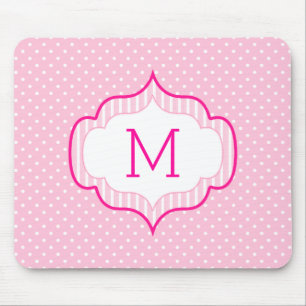 Den flickaktigt rosa beställnings- Monogrampolkae Musmatta