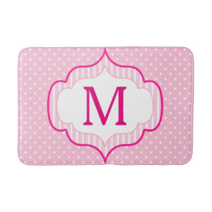 Den flickaktigt rosa beställnings- Monogrampolkaen Badrumsmatta