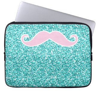 DEN FLICKAKTIGT ROSA MUSTASCHEN PÅ KRICKAGLITTER LAPTOP SLEEVE