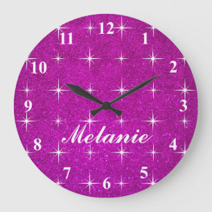 Den flickaktigt rosa sparkly glitterväggen tar ti stor klocka