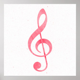 Den flickaktigt rosa vattenfärgen målar musik poster
